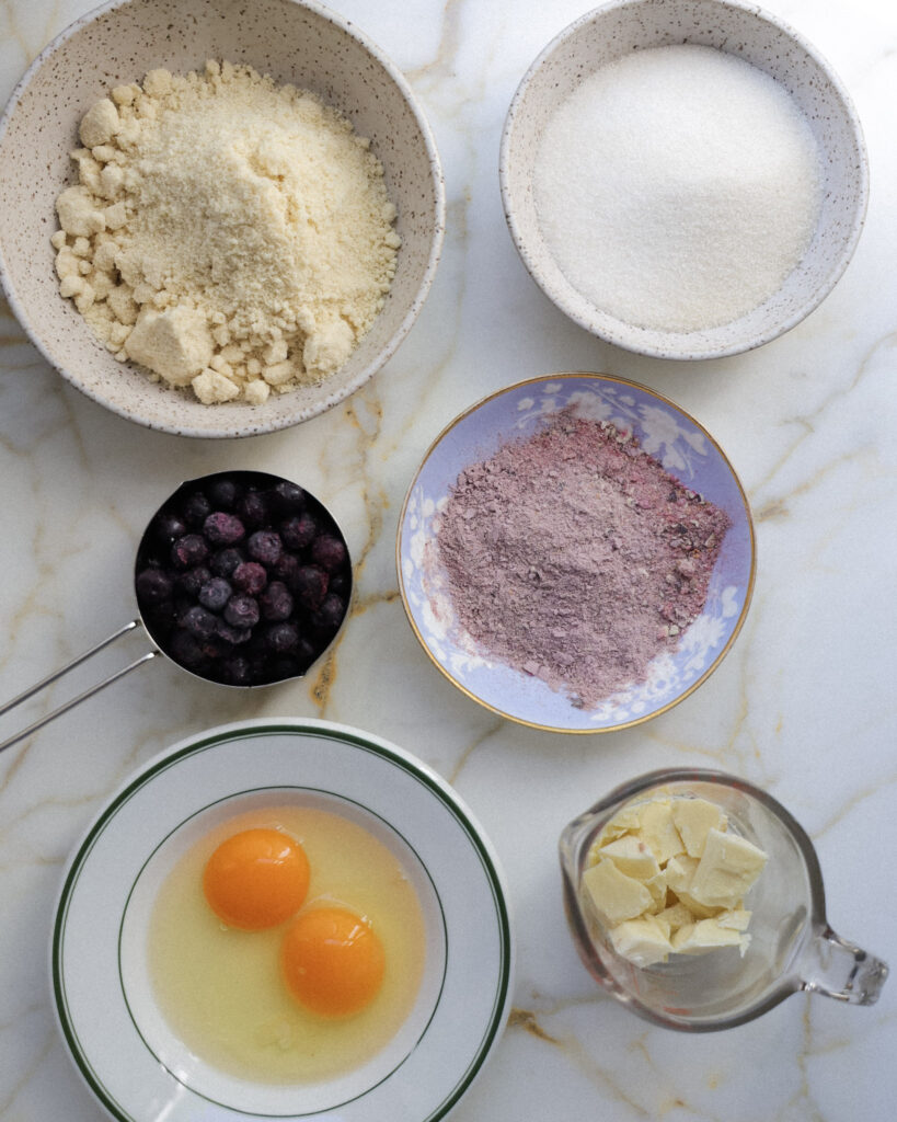 Ingredients for blueberry brownies