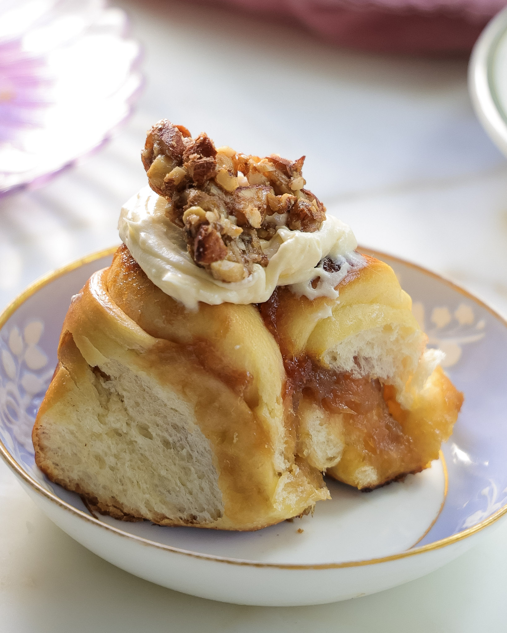 Rhubarb Rolls with Lemon Frosting