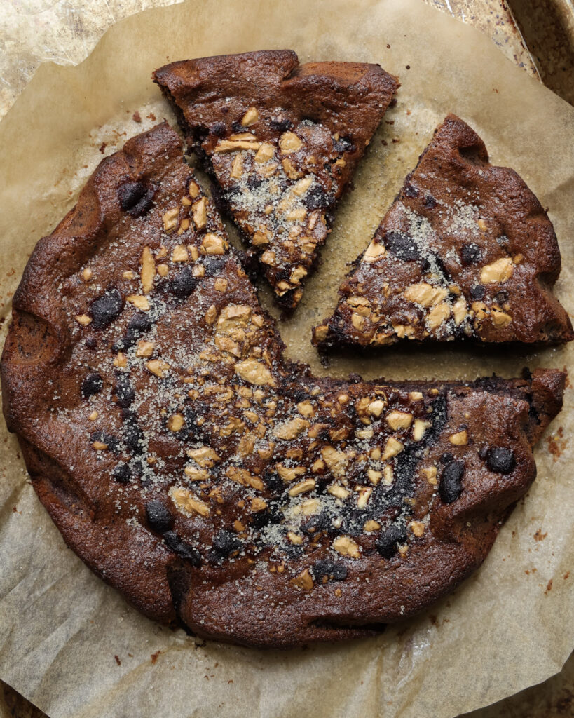 2 slices of blueberry brownies.