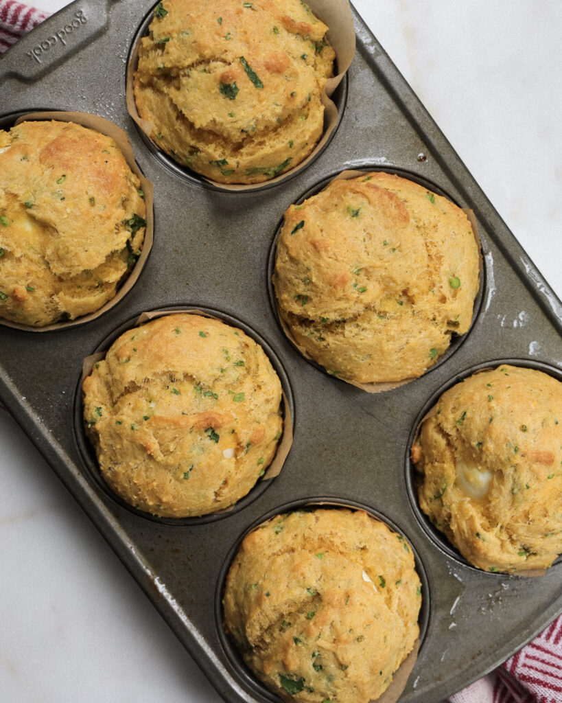 jumbo muffins in a muffin tin.