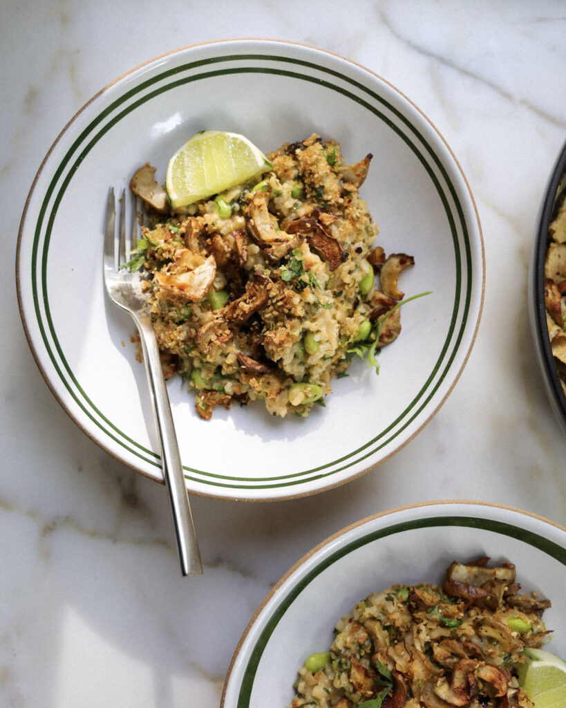 Sesame Lime Sunchokes over Coconut Rice