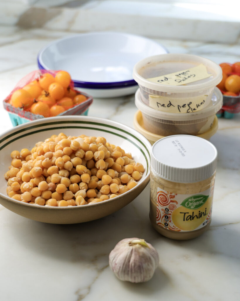 Ingredients for golden hummus.
