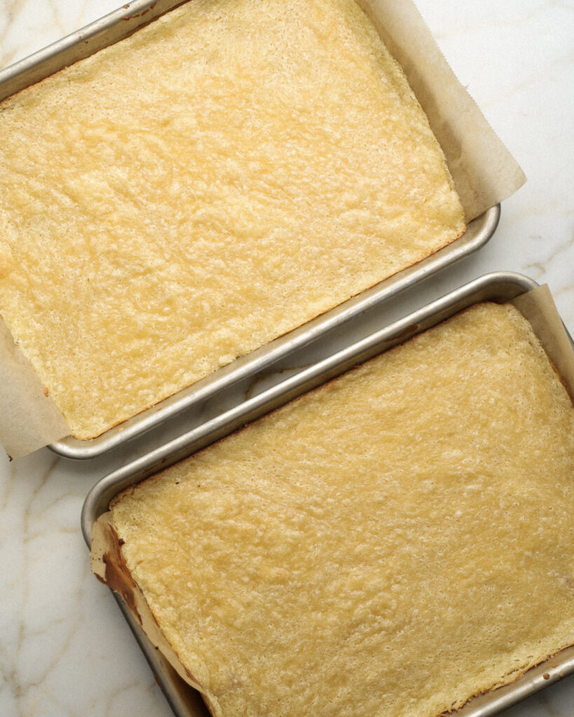 Baked yellow cake layers