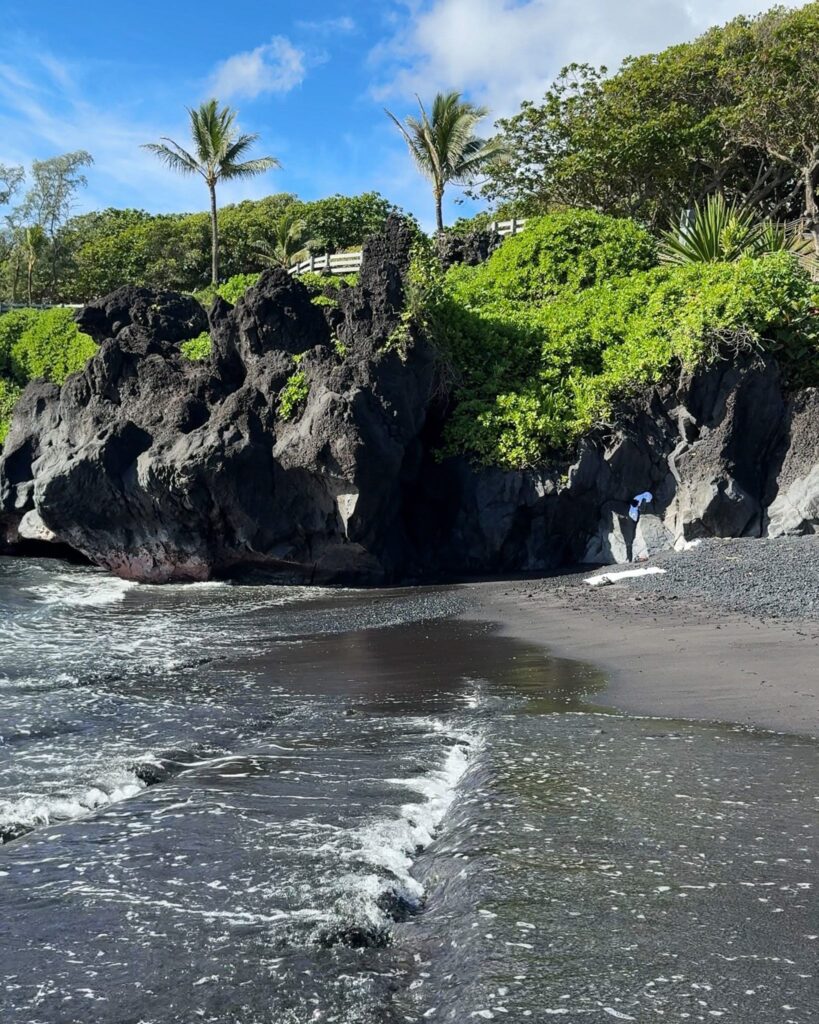 Black Sand Beach in Hana, HI