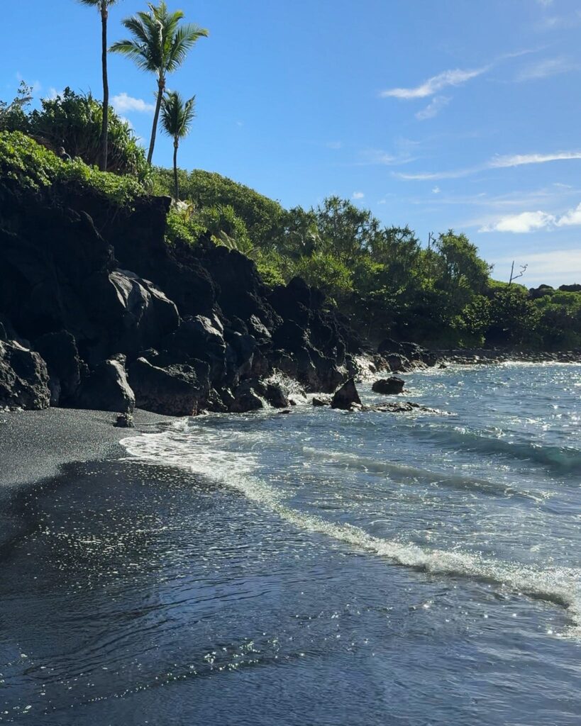Black Sand Beach in Hana, HI