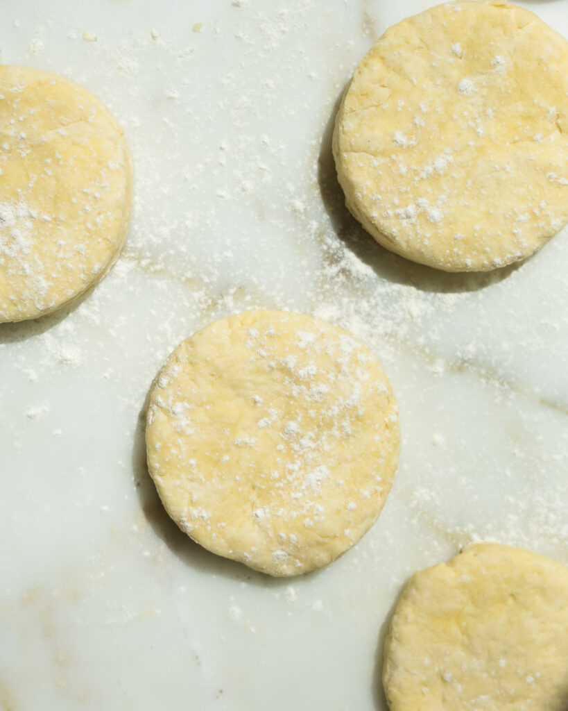 Shortbread dough cut into rounds